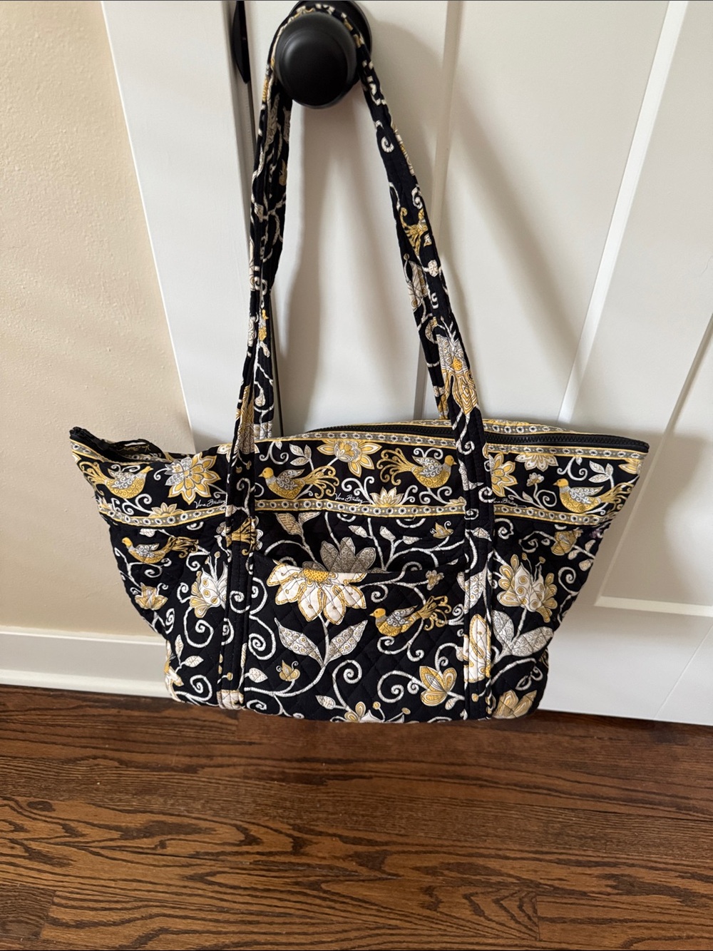 Vera Bradley Quilted Black & Gold Floral Tote Bag